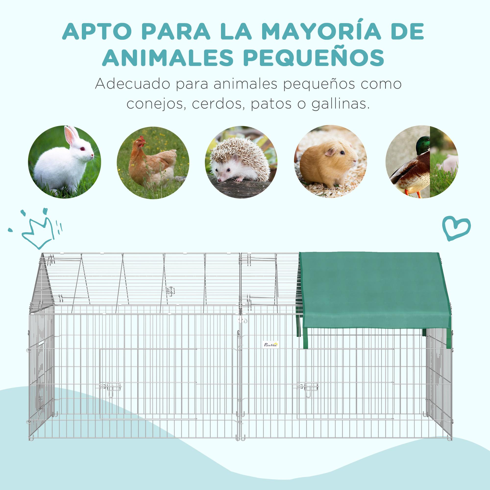 Jaula Recinto para Animales Pequeños 220x103x103 cm con 2 Puertas y Protección