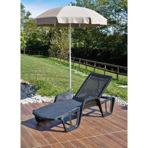 Lettino prendisole Milano, Sdraio da giardino regolabile con braccioli, Lettino da esterno, 100 % Made in Italy, Cm 192x71h100, Antracite