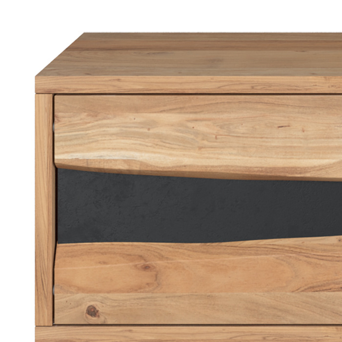 Meuble TV en bois d'acacia massif et métal 140 cm - Alabama