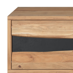 Meuble TV en bois d'acacia massif et métal 140 cm - Alabama