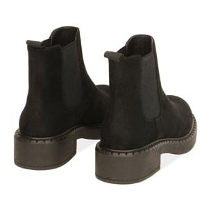 Chelsea boots neri in microfibra, tacco 4,5 cm