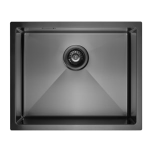Timeless Évier de cuisine sous plan inox 304, 1 bac, 55x45x21 cm, Gun Metal brossé PVD