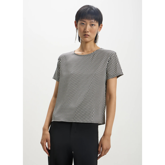 Blusa in raso a fantasia