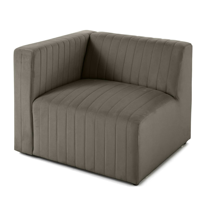 Nova - module d'assise gauche - en velours - Gris