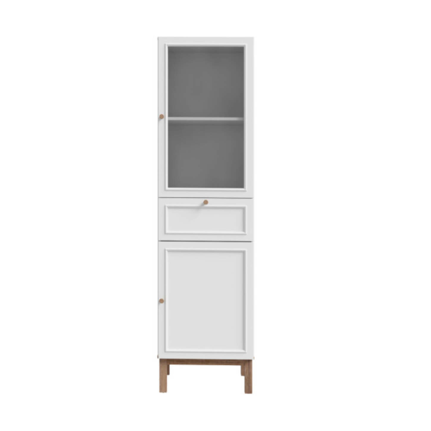 Colonne décor chêne et gris clair vitrée 185 cm 1 porte - PENNY