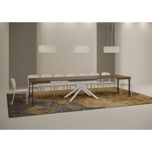 Mesa extensible 90x130/390 cm Karida nogal patas blanca