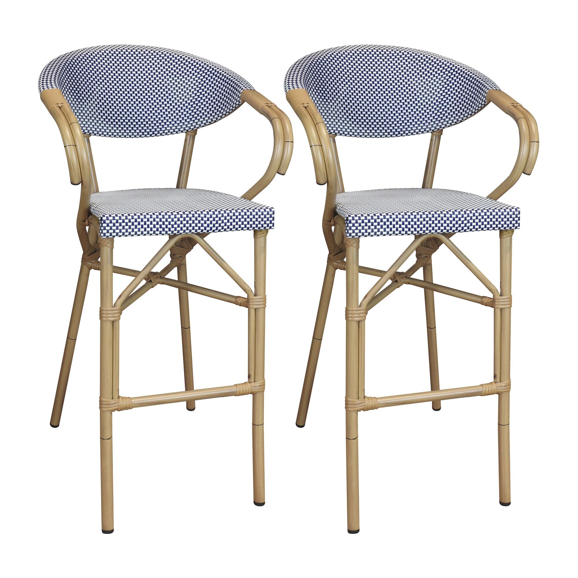 Lot de 2 fauteuils de bar extérieur en textilène bleu AMALFI