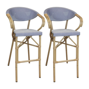 Lot de 2 fauteuils de bar extérieur en textilène bleu AMALFI