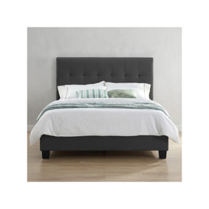 Ensemble lit matelas et sommier 160x200 cm en simili noir - BIANCA