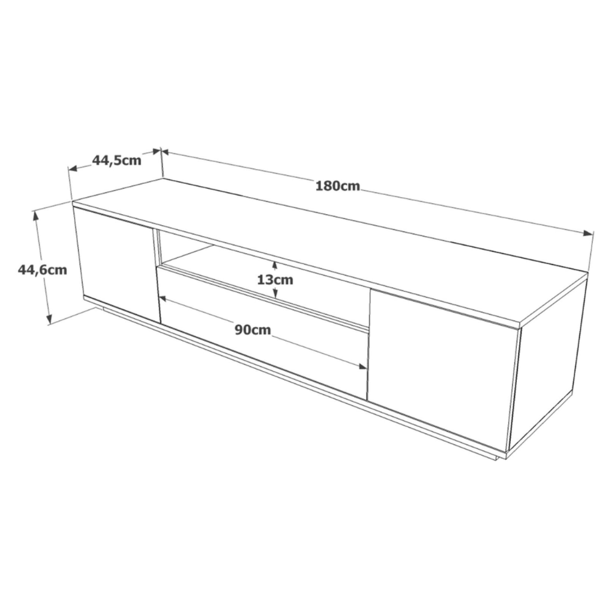 Meuble TV gris et bois 180 cm ROAT