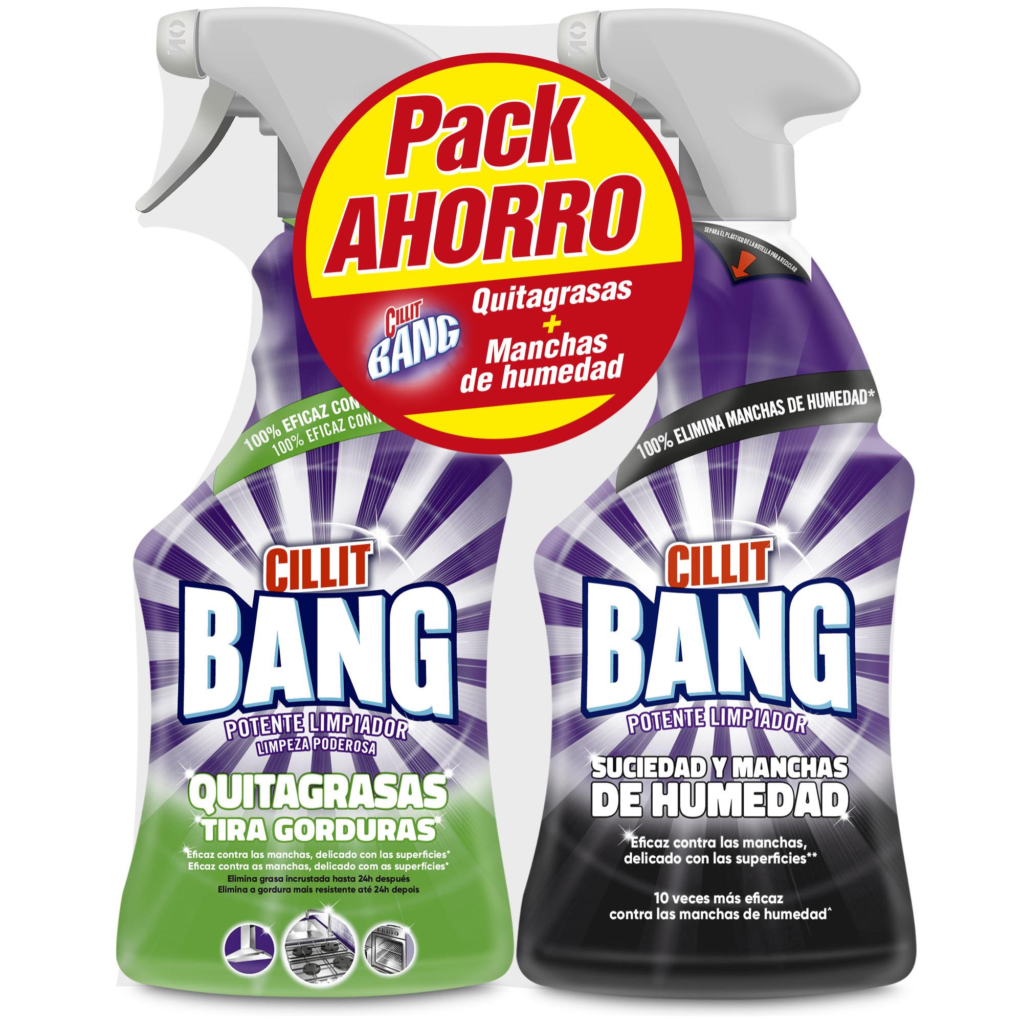 CILLIT BANG SPRAY QUITAGRASAS + CILLIT BANG SUCIEDAD Y MANCHAS DE HUMEDAD, 750ML + 750ML