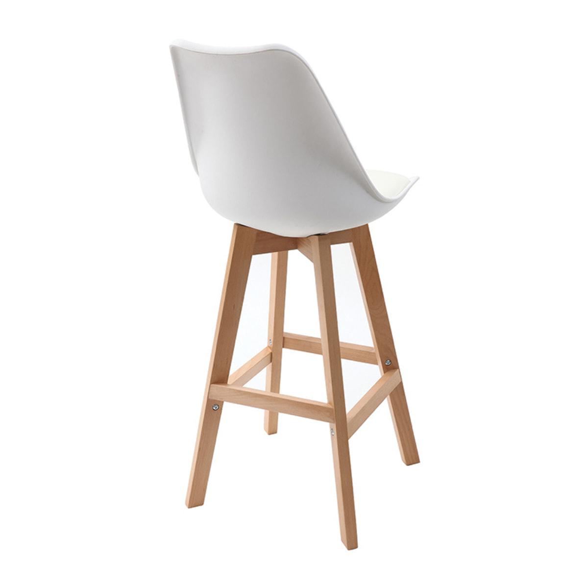 Tabourets de bar design blanc et bois H65.5 cm (lot de 2) PAULINE