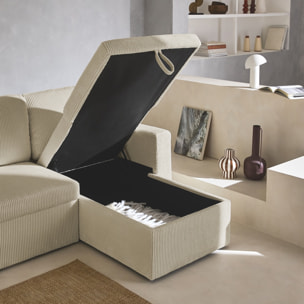 Canapé d'angle convertible réversible 3 places velours côtelé grosse côte avec coffre IDA