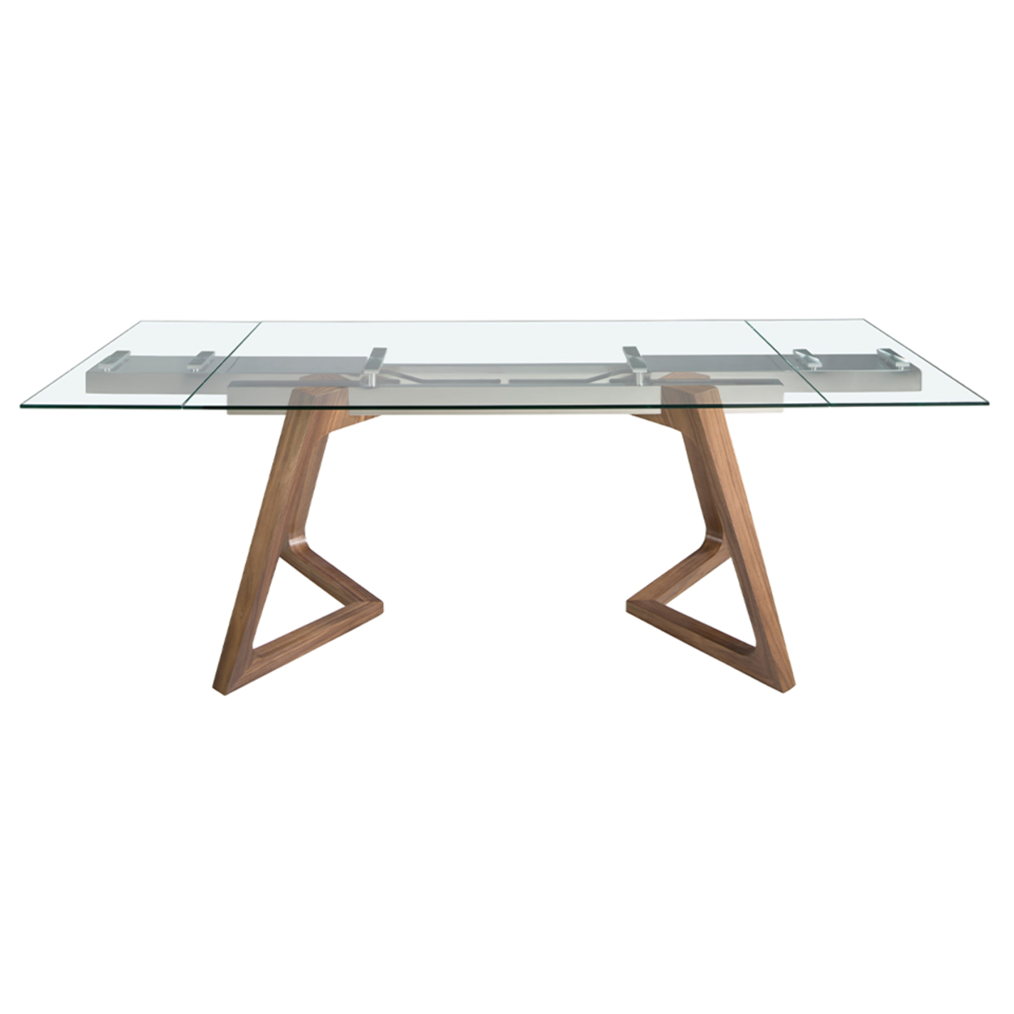 Mesa comedor extensible rectangular con tapa de cristal templado 160x90x75cm