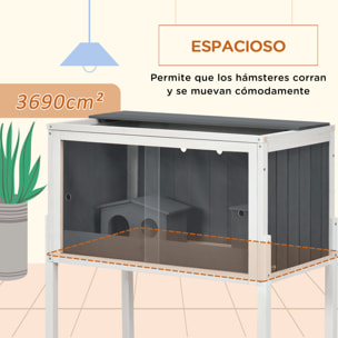 Jaula para Hámster de Madera 82x45x81 cm Casa para Roedores con 2 Puertas de Acrílico Estante Extraíble 2 Casitas para Animales Pequeños Gris Oscuro