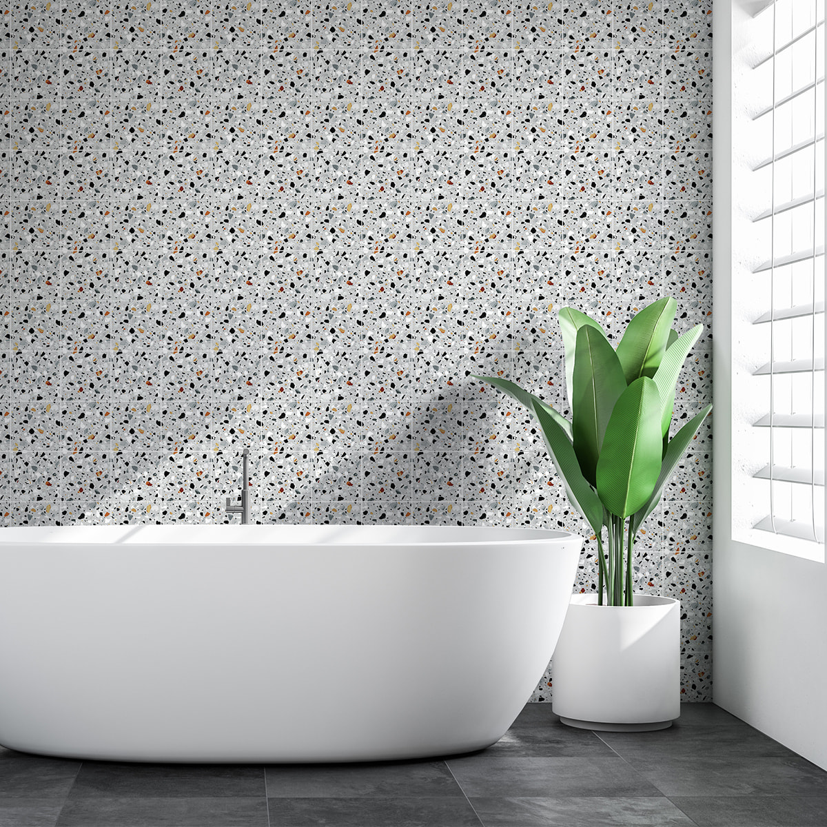Stickers muraux - Sticker Mural Carrelage adhésif Cuisine Salle de Bain - 60 STICKERS CARRELAGES TERRAZZO CASTELSARDO