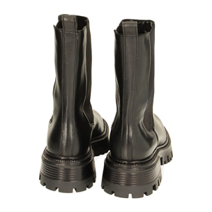 Botines de cuero negro Chelsea hasta el tobillo, tacón de 4,5 cm