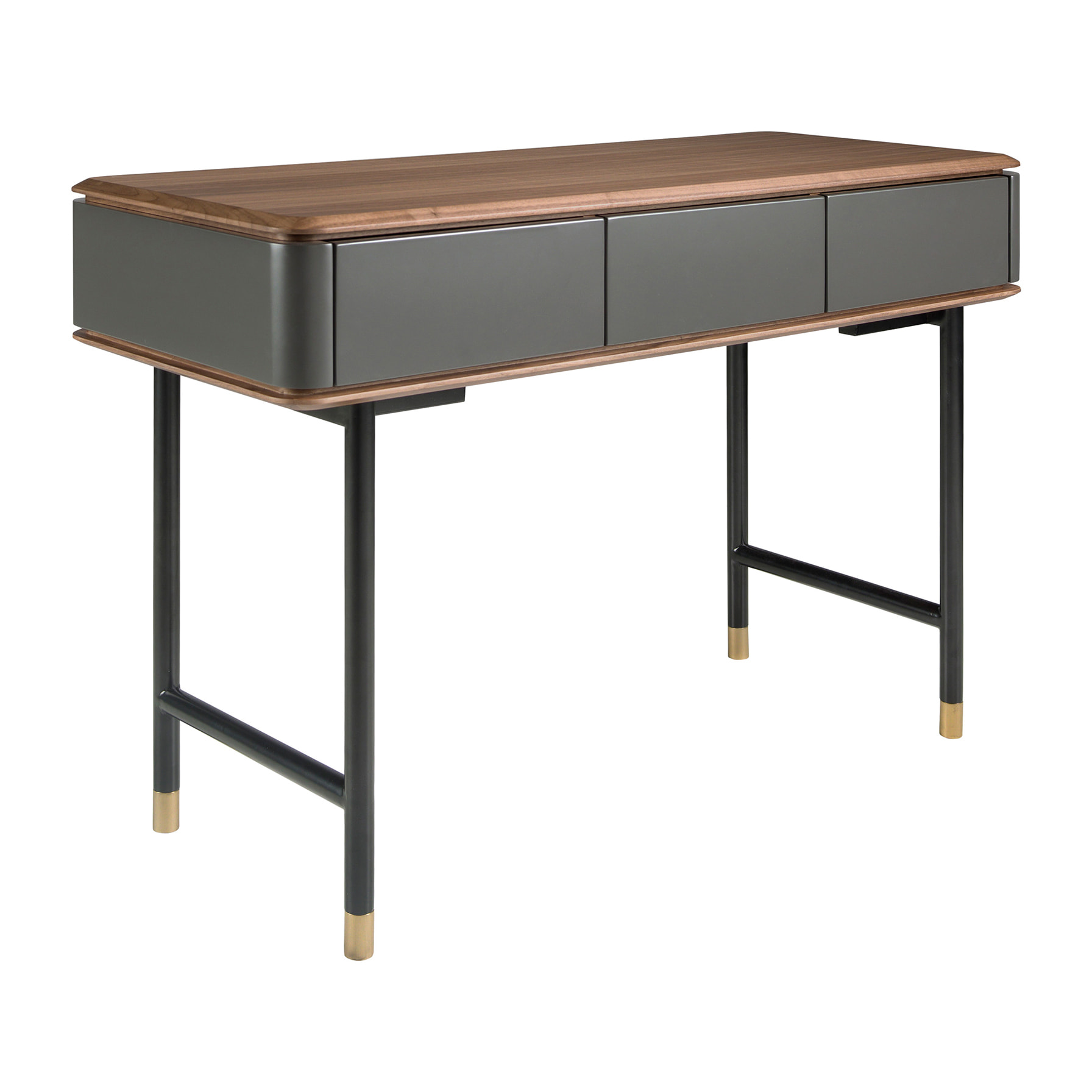 Consola Angel Cerdá rectangular en madera de MDF gris oscuro en mate y tapa de madera chapada en nogal 120x50x80cm