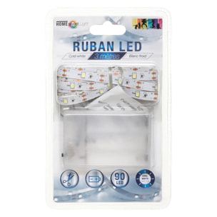 Ruban LED à pile - blanc - L330 cm