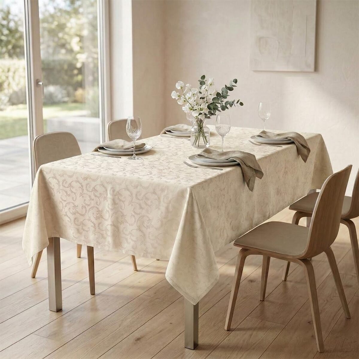 Tovaglia antimacchia impermeabile in poliestere resistente, ideale per uso quotidiano e occasioni, protegge da liquidi e sporco, facile da pulire, pratica e durevole, design elegante per cucina e sala da pranzo