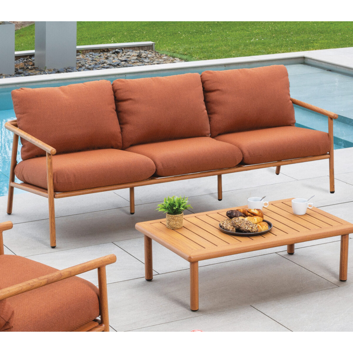 Salon de jardin en aluminium - 5 places - terracotta - ARIZONA