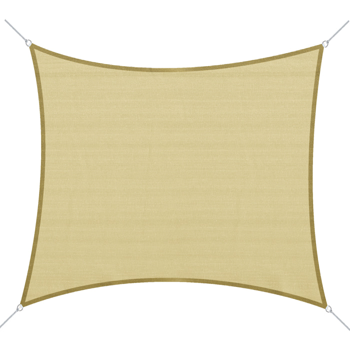 Voile d'ombrage rectangulaire 3 x 4 m polyéthylène haute densité résistant aux UV coloris sable