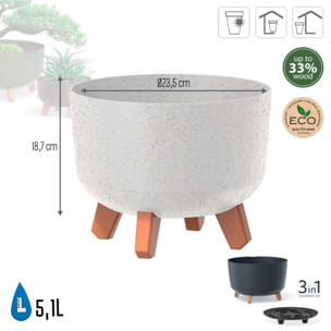 Macetero color blanco roto,sin depósito , colección gracia de 28,5 x 28,5 x 22 cm, capacidad de 9,8 l.