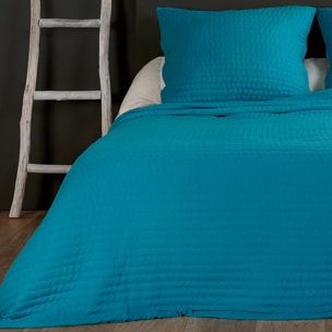 Couvre lit et taie matelassés - Bleu
