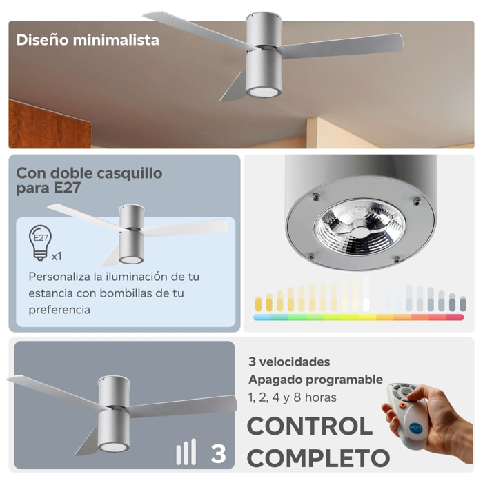 FORLIGHT Ventilador IP20 Formentera E27 23W Gris Blanco