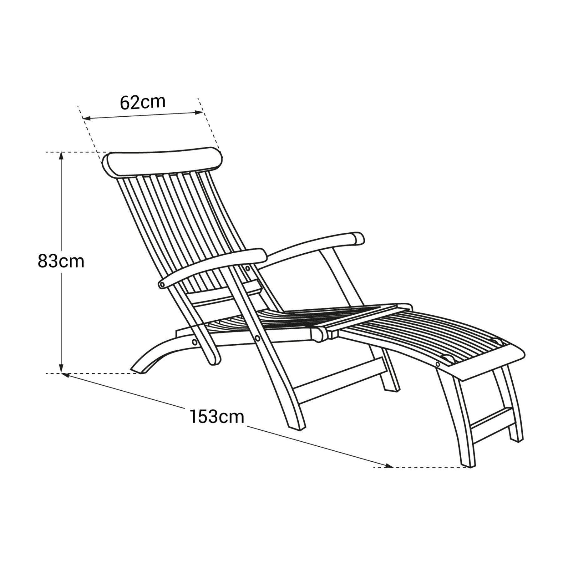 Transat pliant 153cm en teck LOMBOK