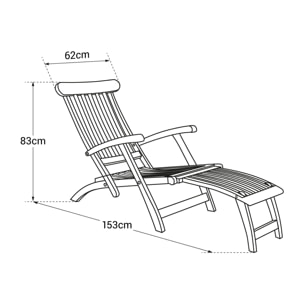 Transat pliant 153cm en teck LOMBOK