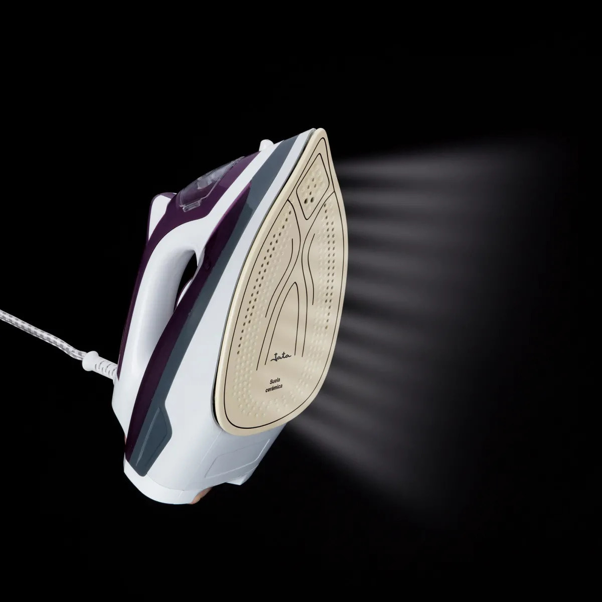 Plancha de vapor JATA PL221C con suela cerámica. Vapor vertical. Autolimpieza. 2400 W