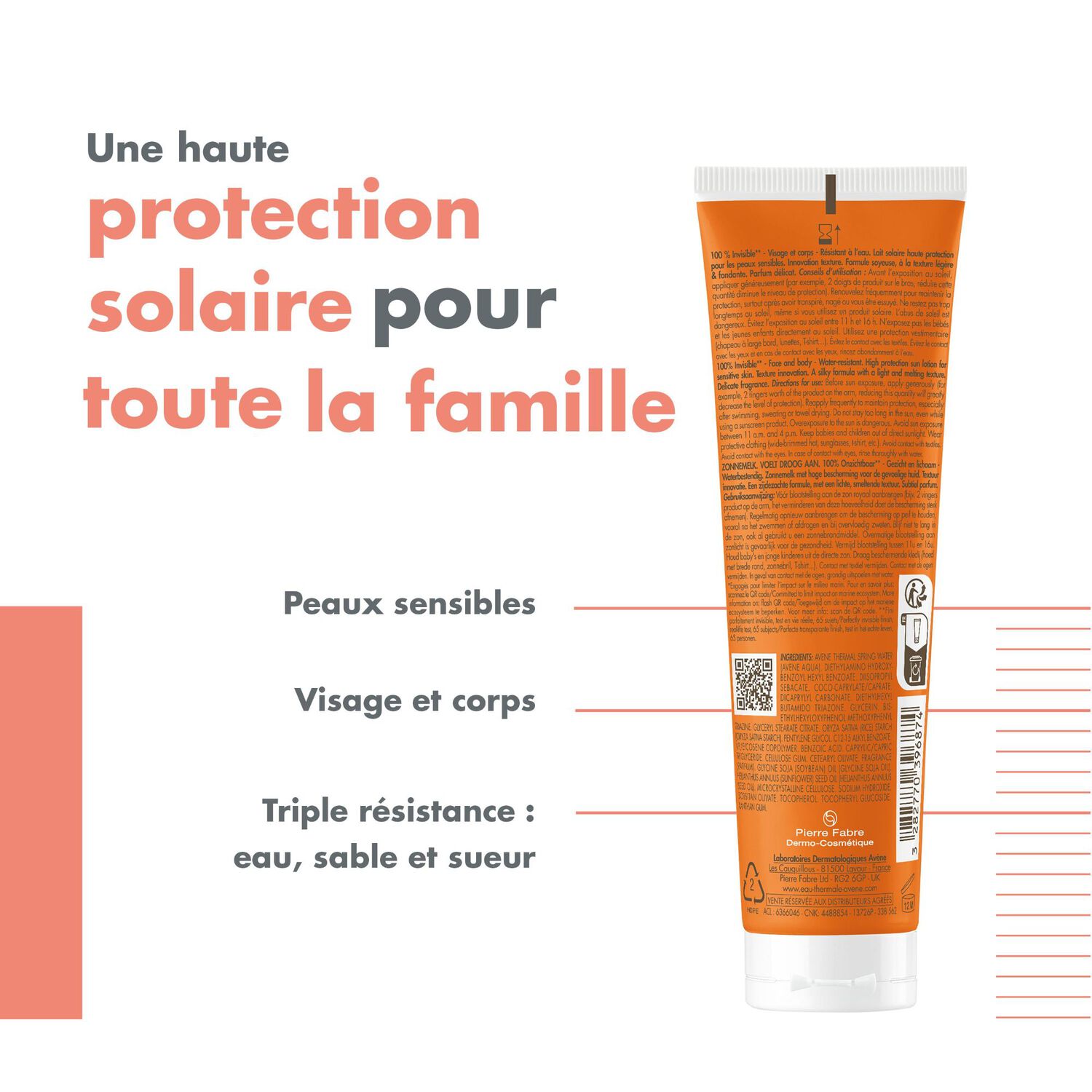 Lait Solaire SPF50 - Lait Visage & Corps SPF 50+ - Peaux Sensibles 100 ml