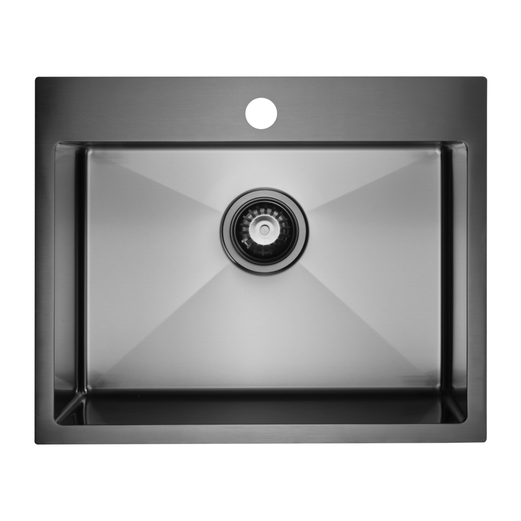 Timeless Évier de cuisine encastrable inox 304, 1 bac, 55x45x21 cm, Gun Metal brossé PVD