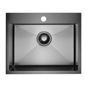 Timeless Évier de cuisine encastrable inox 304, 1 bac, 55x45x21 cm, Gun Metal brossé PVD