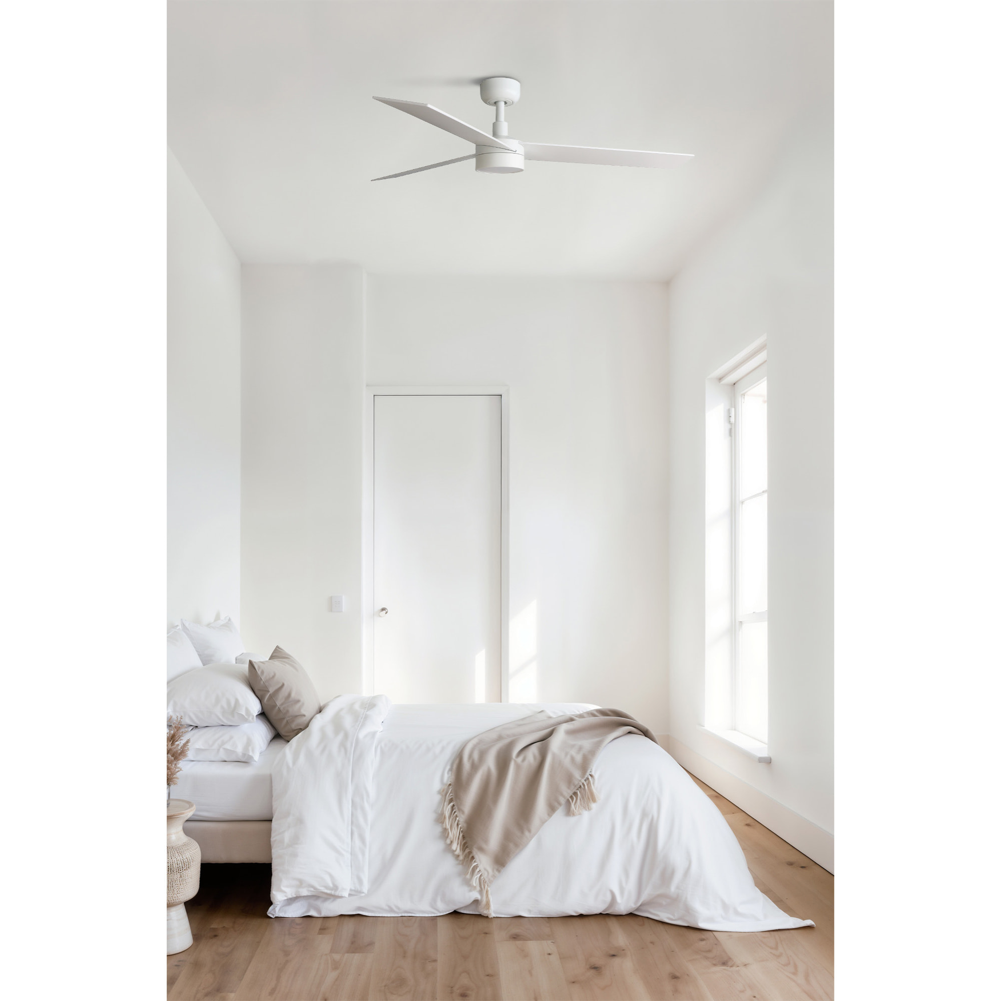 RUDDER L LED Ventilateur de plafond blanc/frêne TUYA