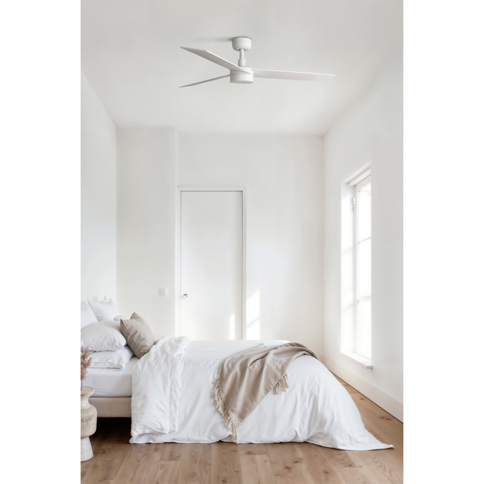 RUDDER L LED Ventilateur de plafond blanc/frêne TUYA