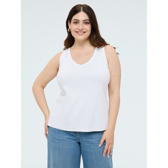 Fiorella Rubino - Top in jersey con scollo a V - Bianco