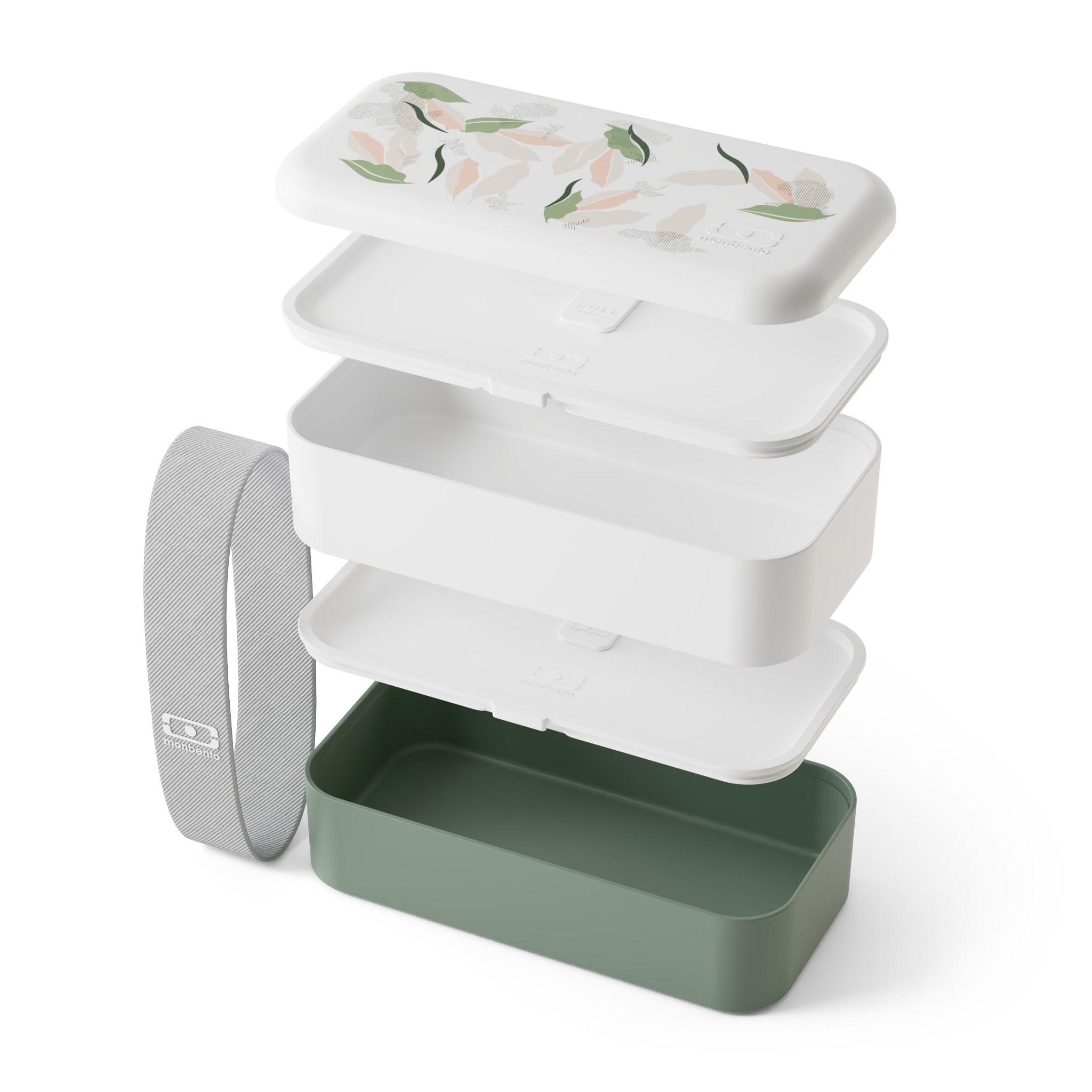 Lunch box 2 compartiments Original 1L Made in France Vert Leaves