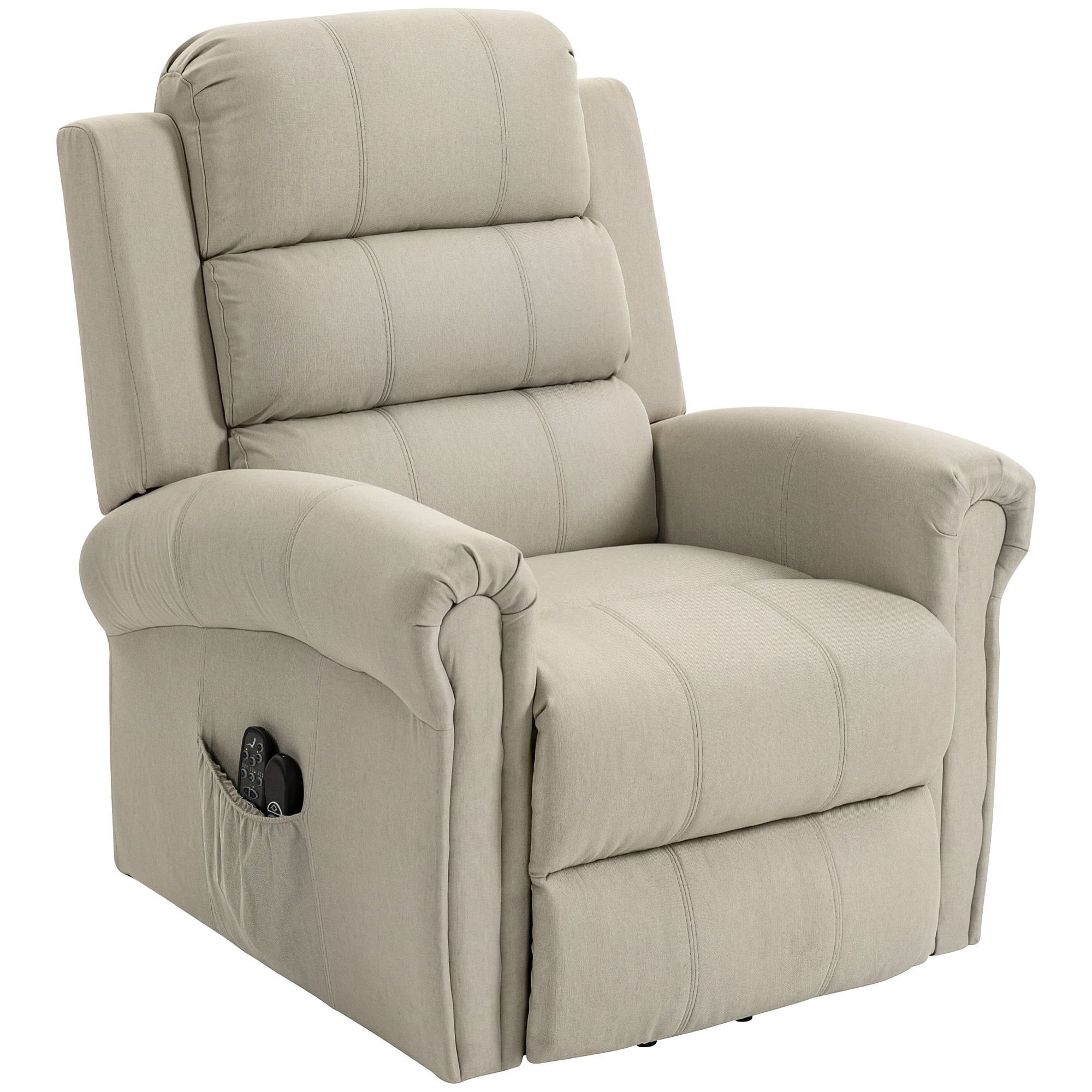 Fauteuil de massage fauteuil releveur électrique inclinaison réglable repose-pied ajustable lin beige