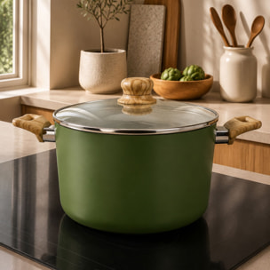 Batterie de cuisine 7 pièces en céramique olive - tous feux KAKI