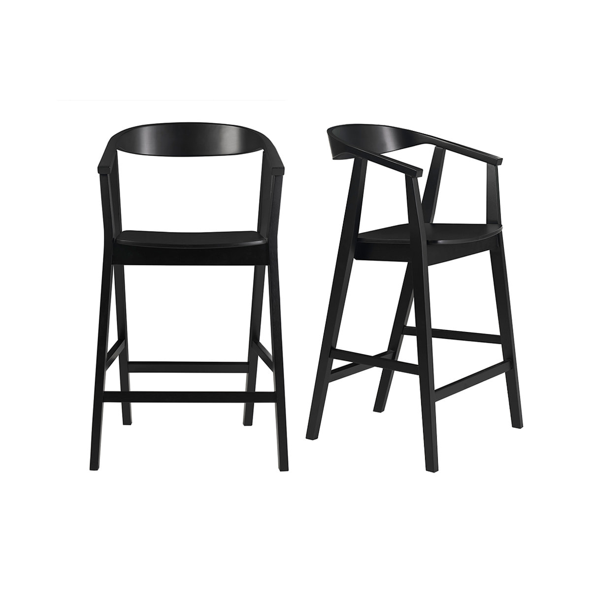 Tabourets de bar scandinaves en bois noir (lot de 2) BAHIA