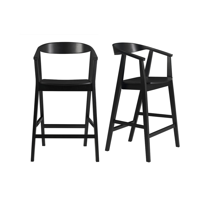 Tabourets de bar scandinaves en bois noir (lot de 2) BAHIA