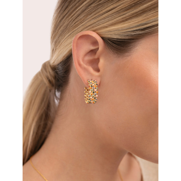 Pendientes Mini Bomb Enamel Acero Baño Oro