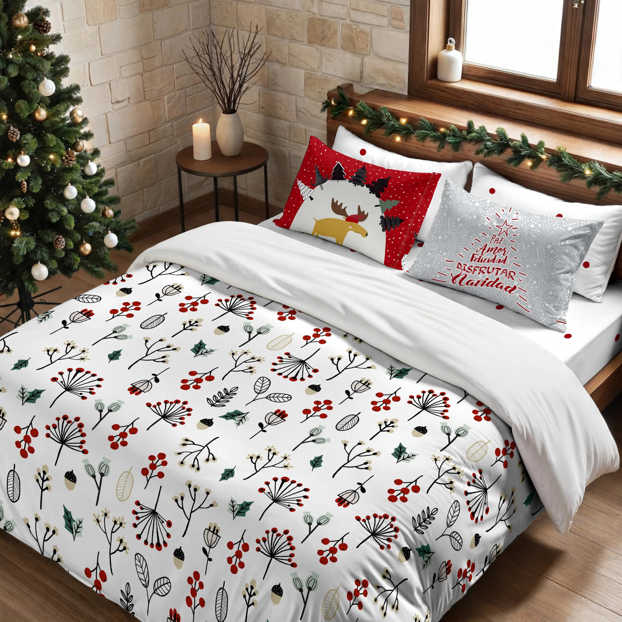 Housse de couette avec clics 100% coton Merry Christmas 44