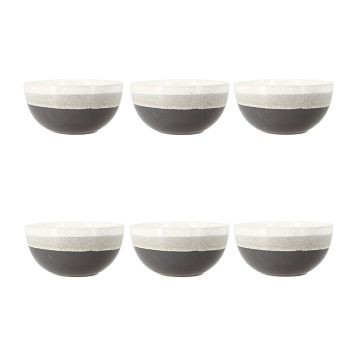 Lot de 6 bols marron en grès 57cl RIGA