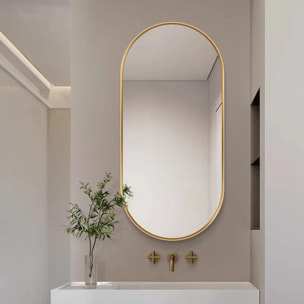 Specchio ovale con cornice dorata 100x50 cm