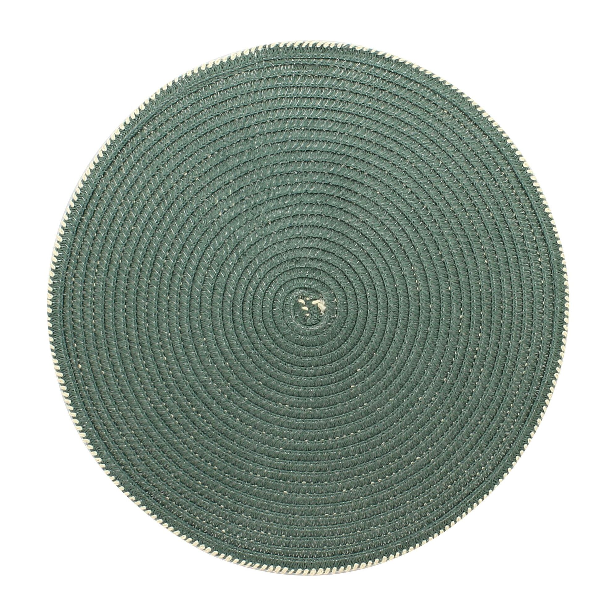 Lot de 6 sets de table rond en papier et coton vert 36cm