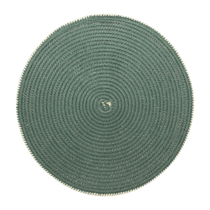Lot de 6 sets de table rond en papier et coton vert 36cm