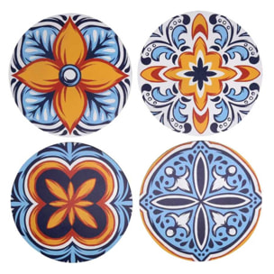 Mattonella in legno confezione da 4 pezzi assortiti azzurro tondo cm ø20x0,5